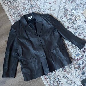 Vintage black leather blazer